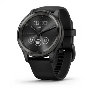 Garmin Vivomove Trend Slate Black Blue-grey stainless steel case with black case and silicone watch strap