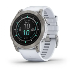 Garmin Epix Pro (Gen 2) 51 Sapphire Whitestone Titanium with white stone coloured strap