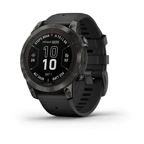 Garmin fēnix 7 Pro Sapphire Solar Carbon Gray Charcoal grey DLC titanium coating with black strap