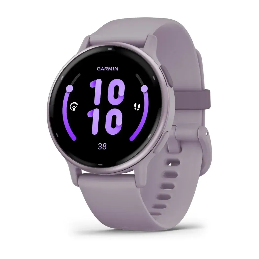 Garmin Vivoactive 5 Orchid Metallic orchid aluminium case with orchid case and silicone watch strap