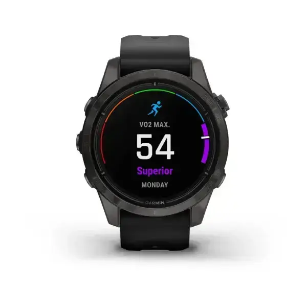 Garmin Epix Pro (Gen 2) 42 Sapphire Carbon Gray Black Charcoal grey DLC titanium coating with black strap
