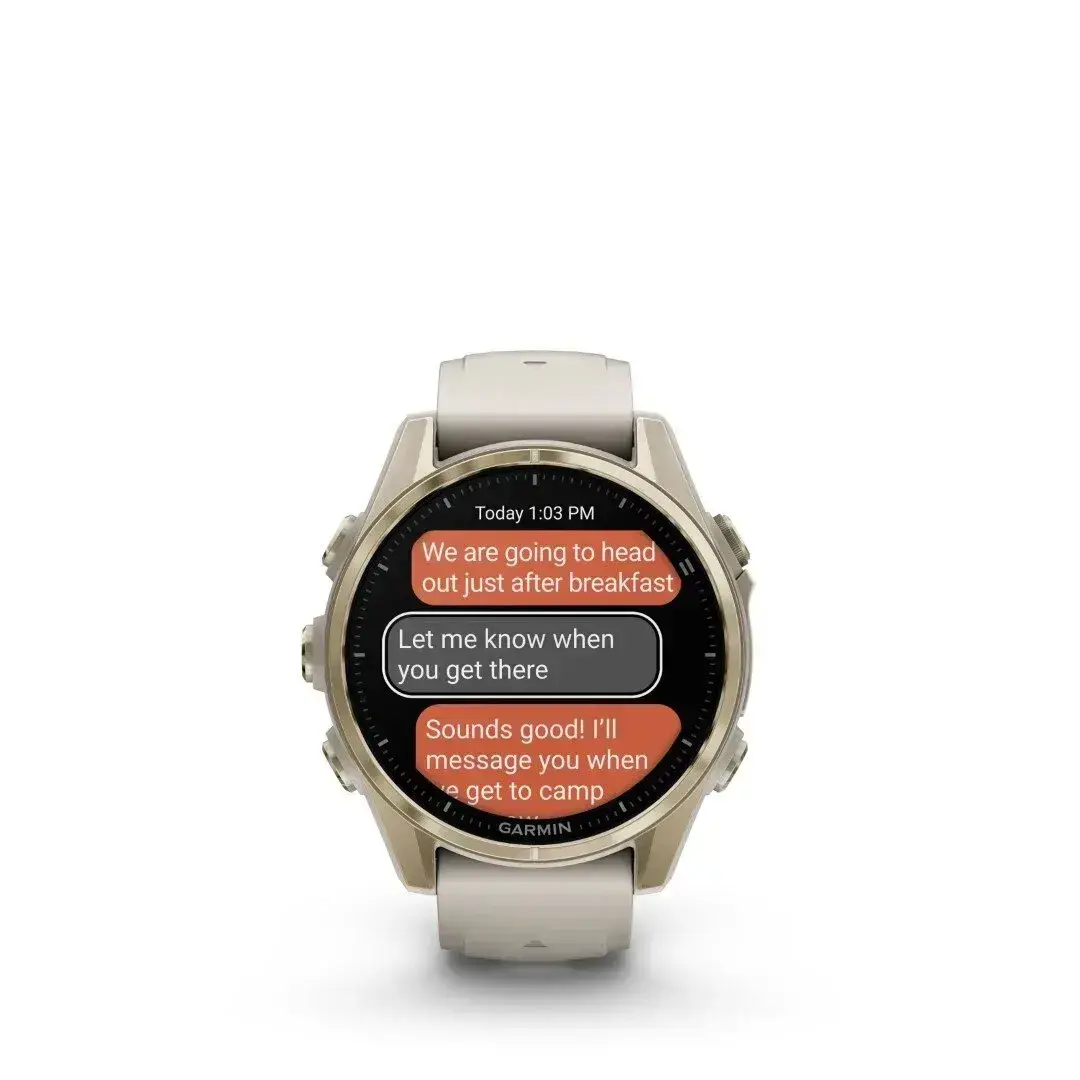 Garmin Fēnix 8 AMOLED Sapphire Soft Gold Gray 43mm Soft gold with grey strap