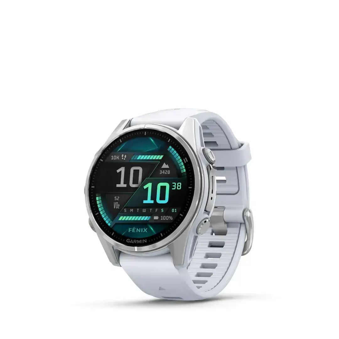 Garmin Fēnix 8 AMOLED Whitestone 43mm Silver with white stone coloured strap