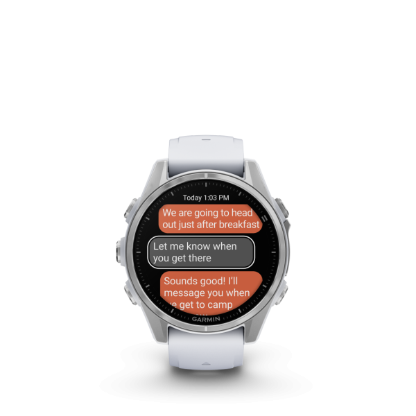 Garmin Fēnix 8 AMOLED Whitestone 43mm Silver with white stone coloured strap