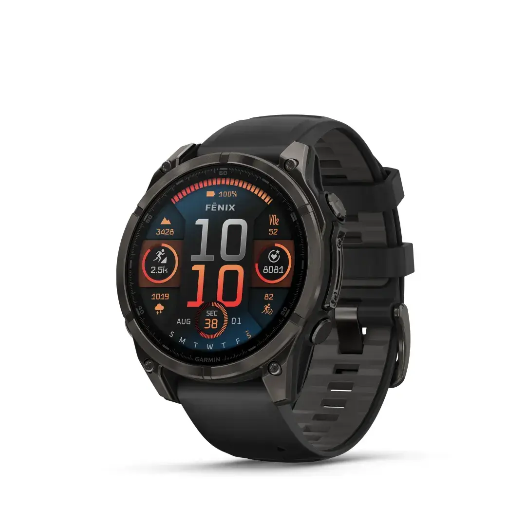 Garmin Fēnix 8 AMOLED Sapphire Carbon Grey Black 47mm Charcoal grey DLC titanium coating with black strap 47mm