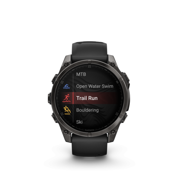 Garmin Fēnix 8 AMOLED Sapphire Carbon Grey Black 51mm Charcoal grey DLC titanium coating with black strap 51mm