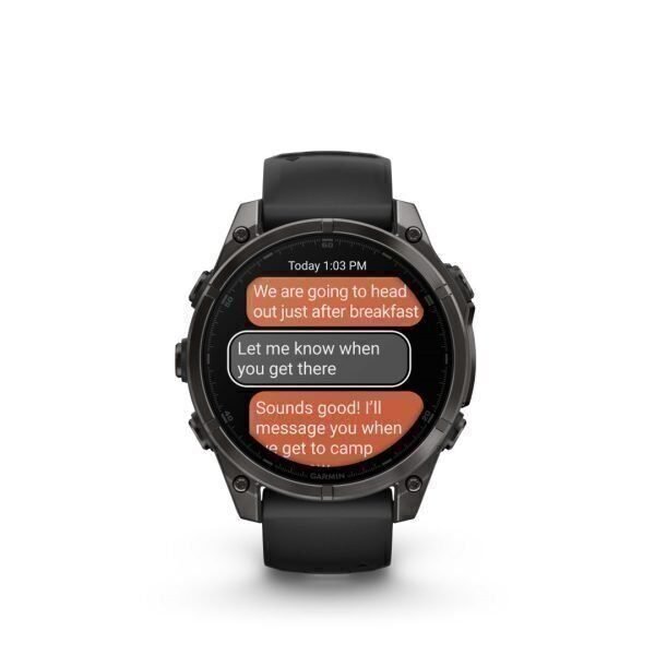 Garmin Fēnix 8 AMOLED Sapphire Carbon Grey Black 51mm Charcoal grey DLC titanium coating with black strap 51mm