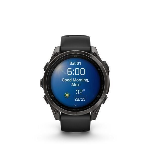 Garmin Fēnix 8 AMOLED Sapphire Carbon Grey Black 51mm Charcoal grey DLC titanium coating with black strap 51mm