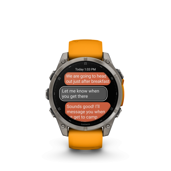 Garmin Fēnix 8 AMOLED Sapphire Graphite Orange 51mm Titanium with bright orange strap