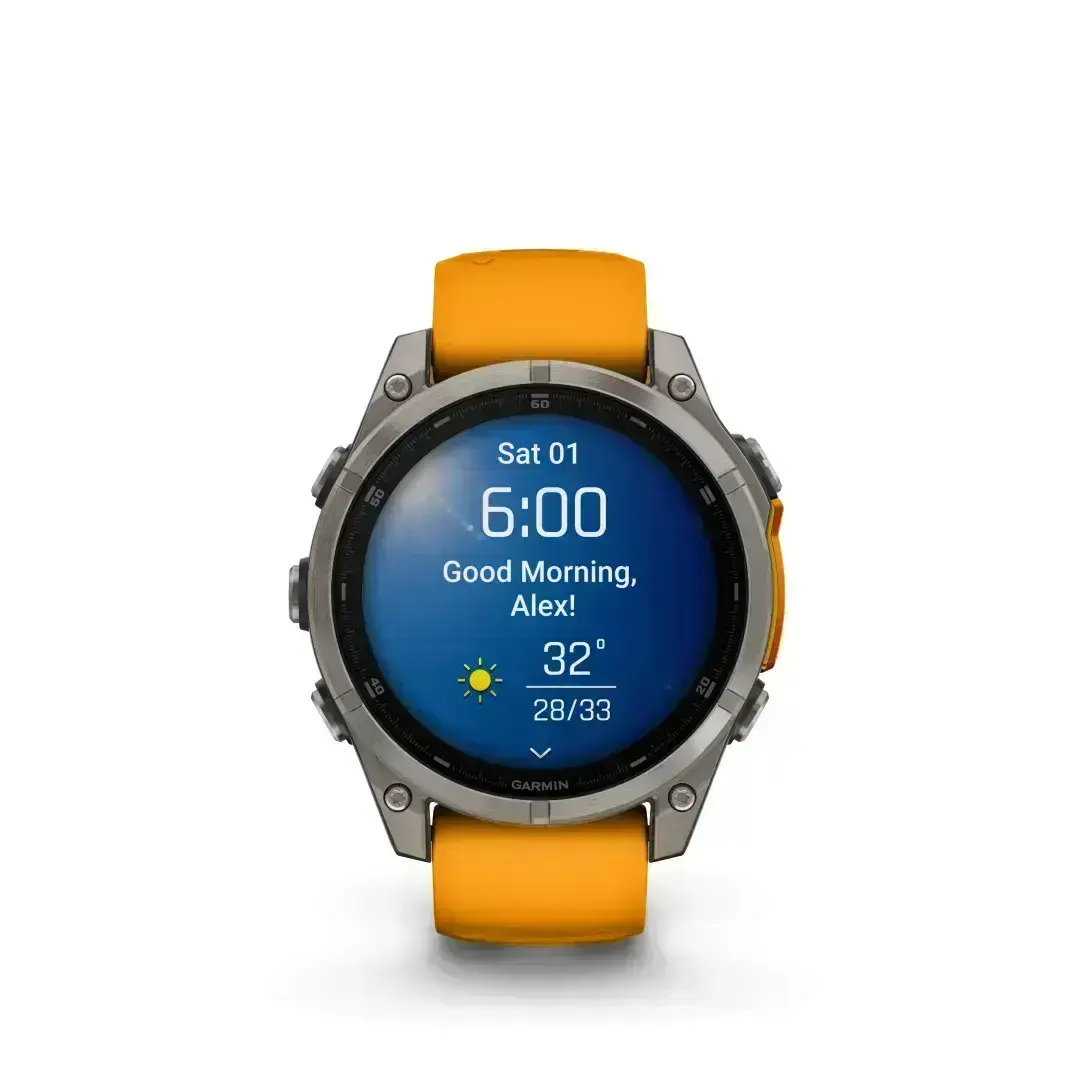 Garmin Fēnix 8 AMOLED Sapphire Graphite Orange 51mm Titanium with bright orange strap