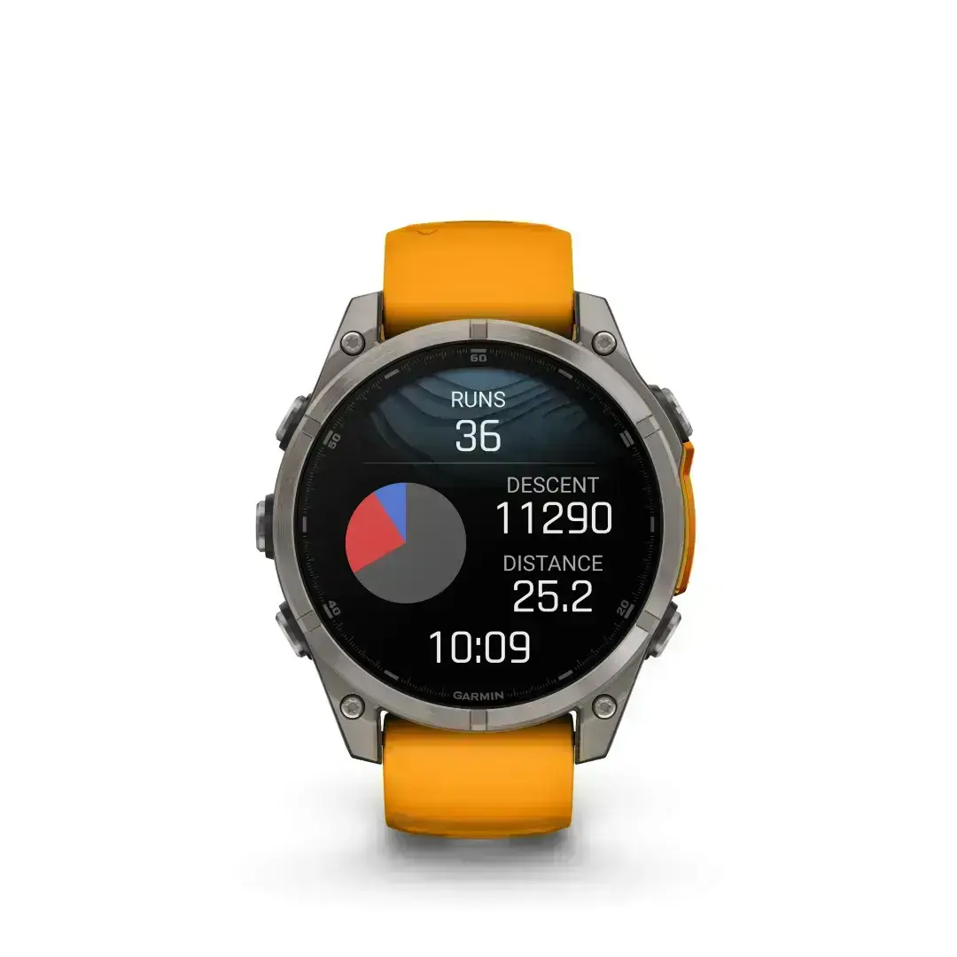 Garmin Fēnix 8 AMOLED Sapphire Graphite Orange 51mm Titanium with bright orange strap