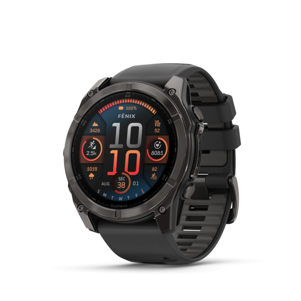 Garmin Fēnix 8 AMOLED Sapphire Carbon Grey Black 51mm Charcoal grey DLC titanium coating with black strap 51mm