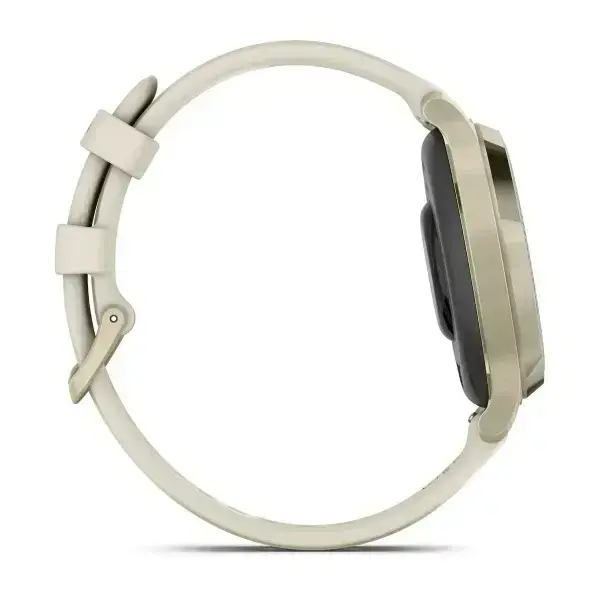 Garmin Lily 2 Active Lunar Gold Moon in gold with bone coloured silicone strap