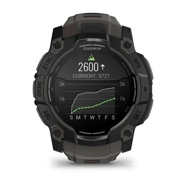 Garmin Instinct 3 Amoled Black Charcoal 50mm Melns ar ogles krāsas pulksteņa siksniņu - amoled