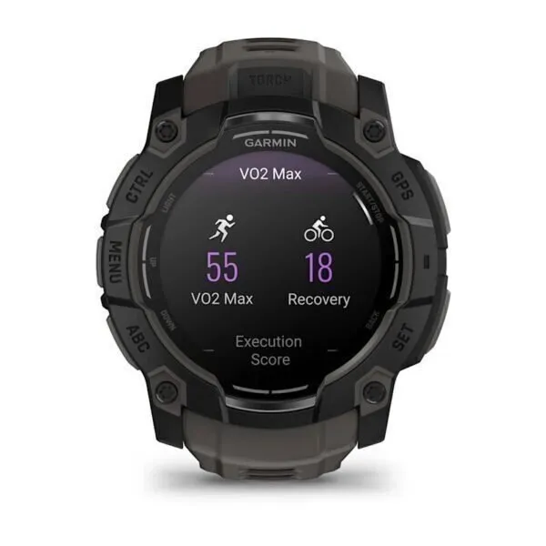 Garmin Instinct 3 Amoled Black Charcoal 50mm Melns ar ogles krāsas pulksteņa siksniņu - amoled