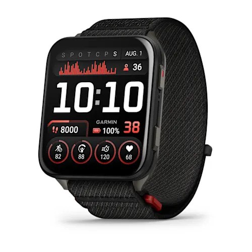 Garmin Venu X1 Black Slate Black with titanium blue-grey back cover and black ComfortFit nylon strap