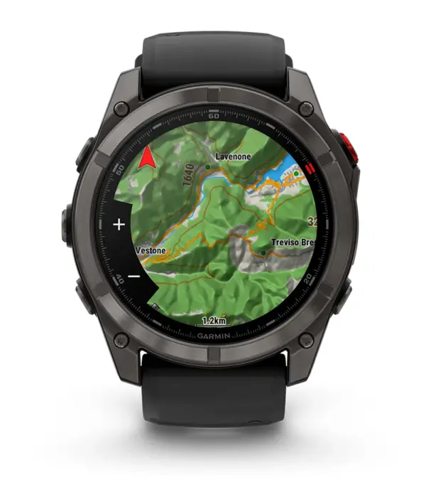 Garmin Fenix 8 Pro AMOLED Sapphire Carbon Gray Black 47mm Carbon Gray DLC Titanium with Black/Pebble Gray Silicone Band 47mm