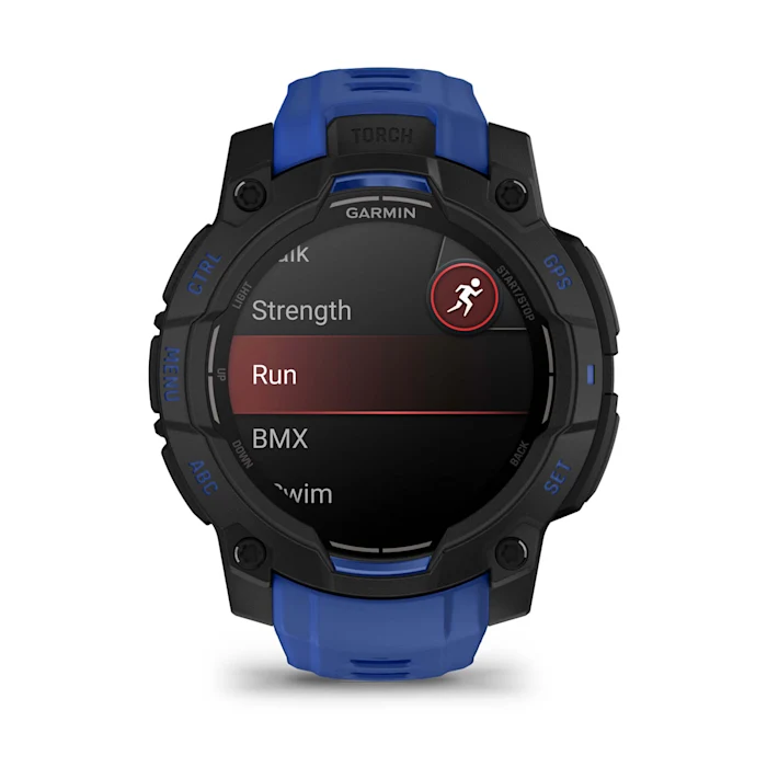 Garmin Instinct 3 Amoled Black Bolt Blue 45mm Black with black/ bolt blue band - amoled